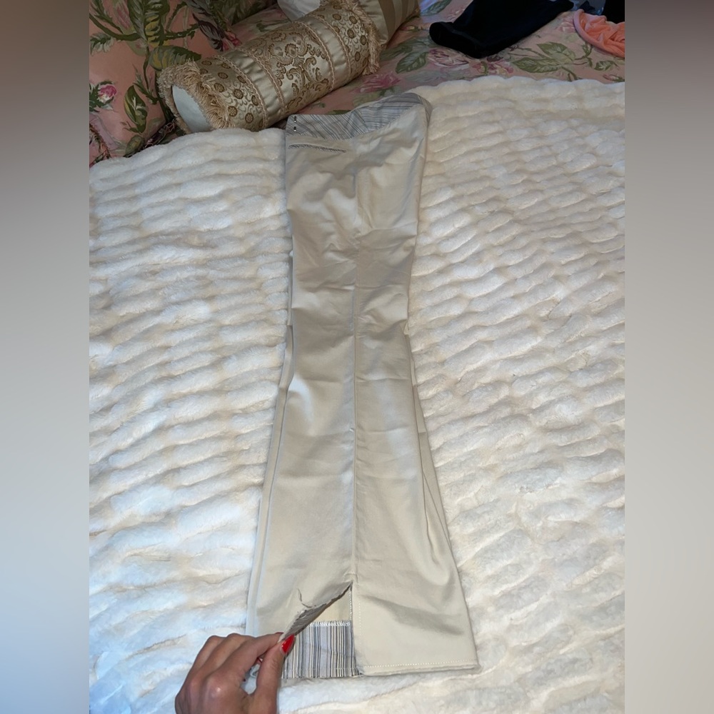 Guess pants, the color is more like white gray , with blue stipe accents.